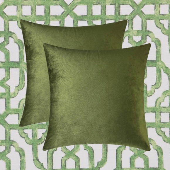 Luxury HomeChic Olive Green Soft Luxe Velvet Throw Pillow Covers